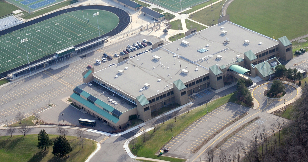 Overhead view of a high school