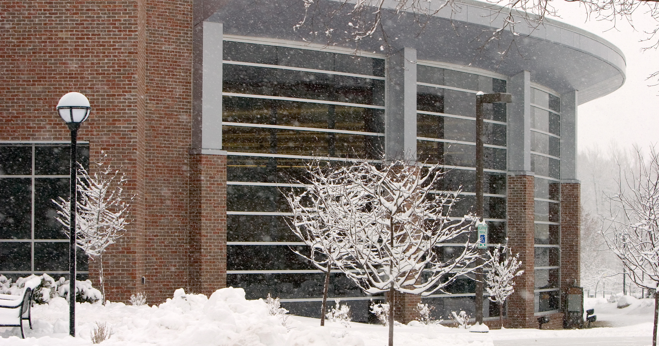 A university building in winter
