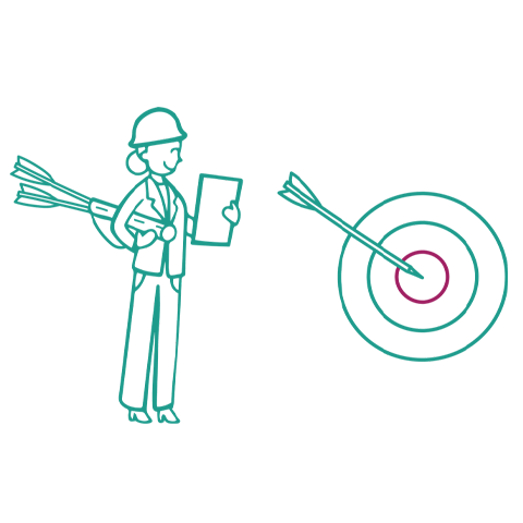 person holding quiver of arrows standing next to a target
