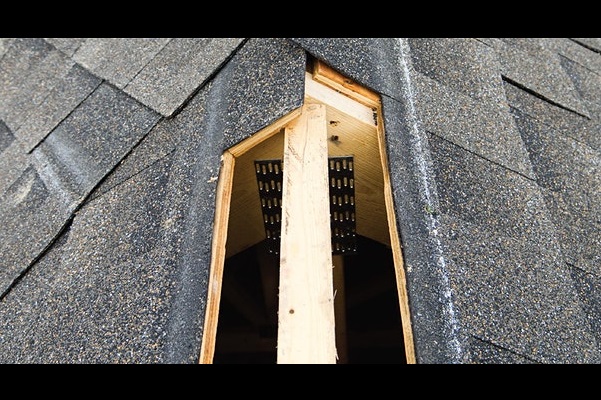 opening into a roof peak