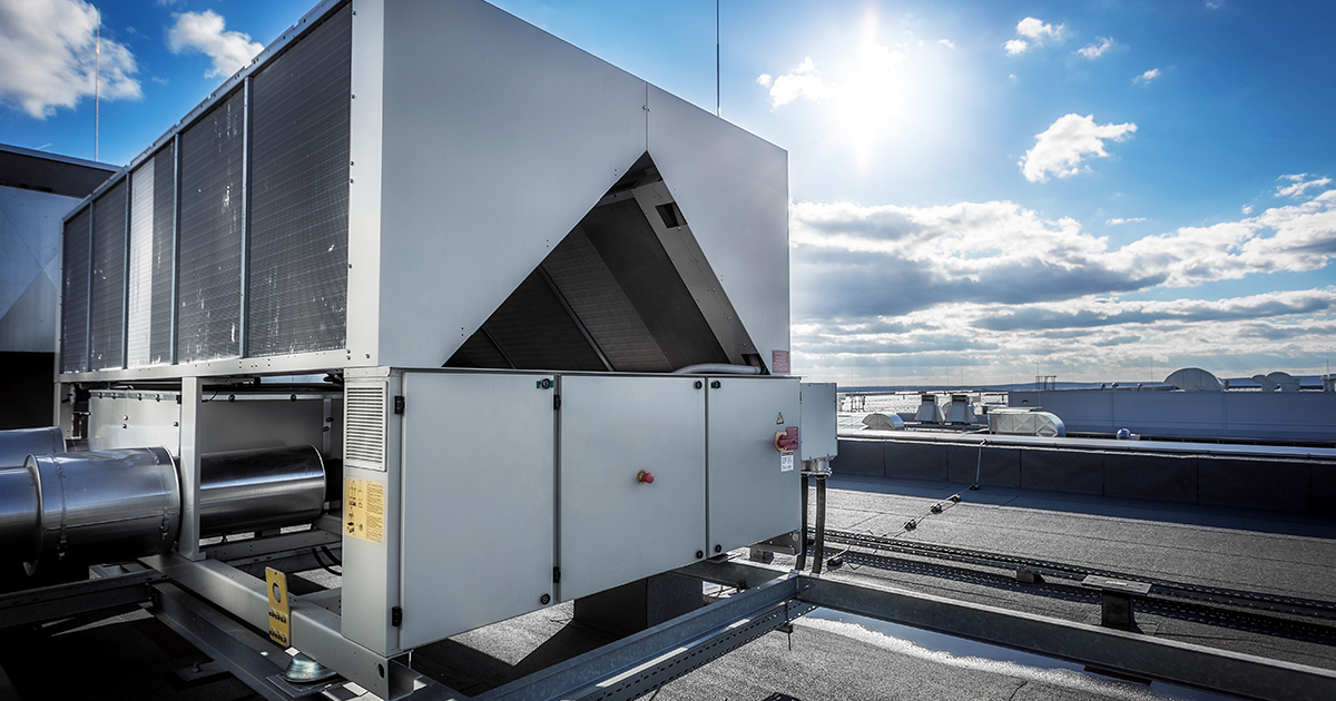 Rooftop unit with a blue sky in the background