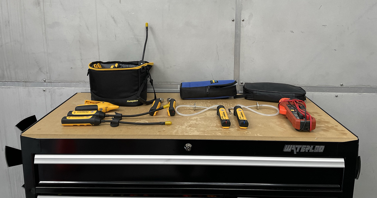 A table with heat pump diagnostics tools