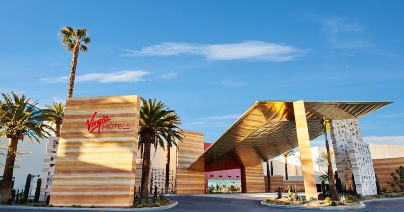 Photo showing the front of the Virgin Hotels property in Las Vegas