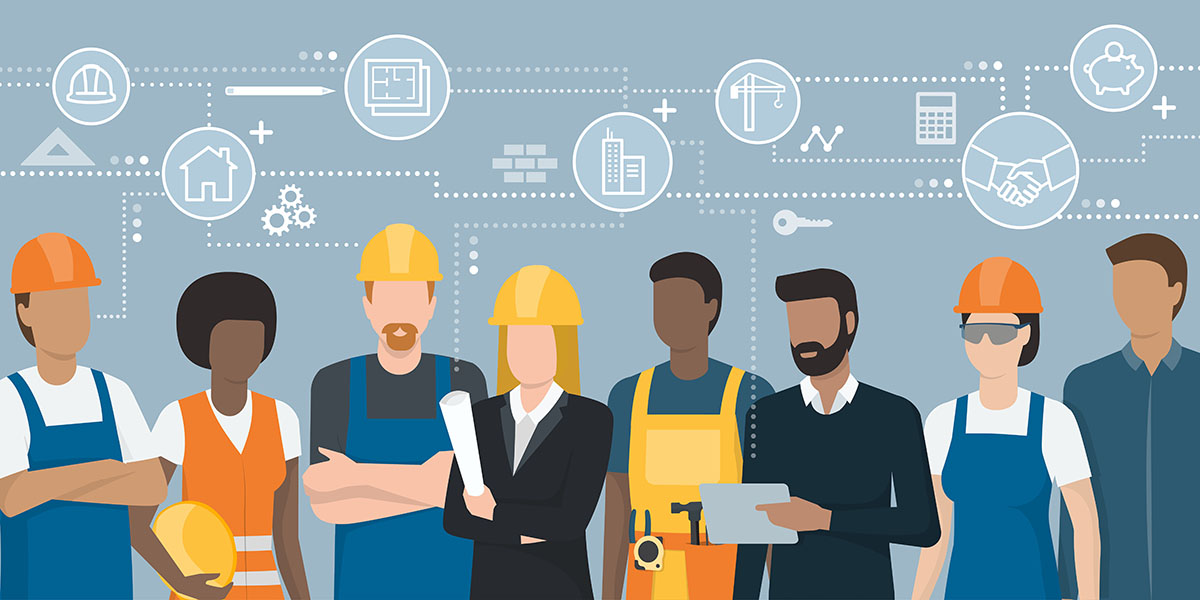 Illustration of various people in energy careers