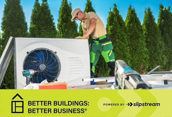 HVAC technician installing heat pump