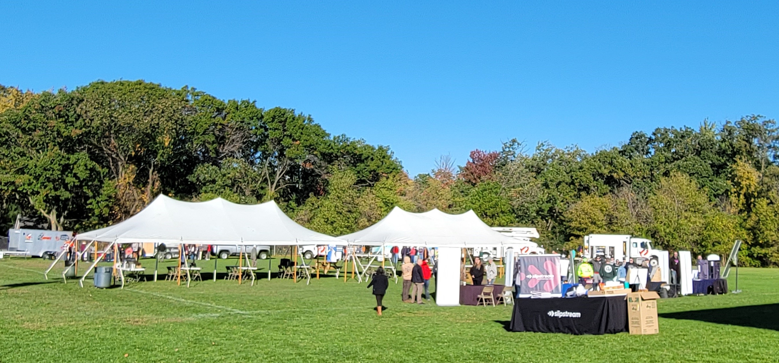 image of tents set up at Osseo-Fairchild High School for the Clean Energy Career Fair