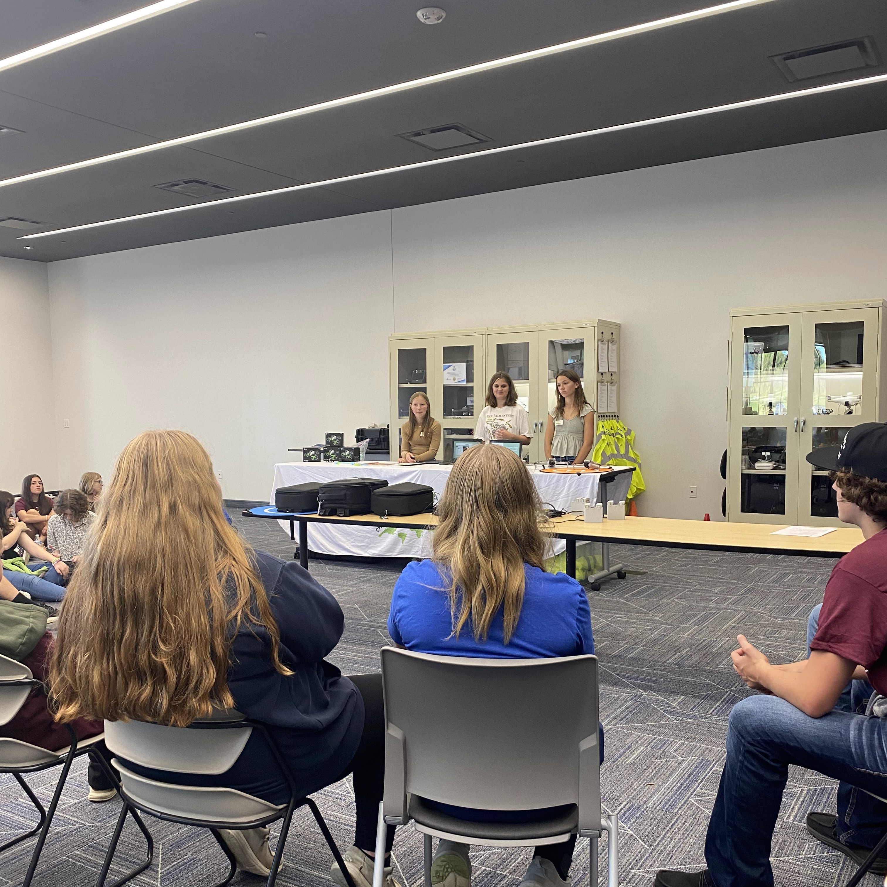 Students learn about drones in the drone workshop