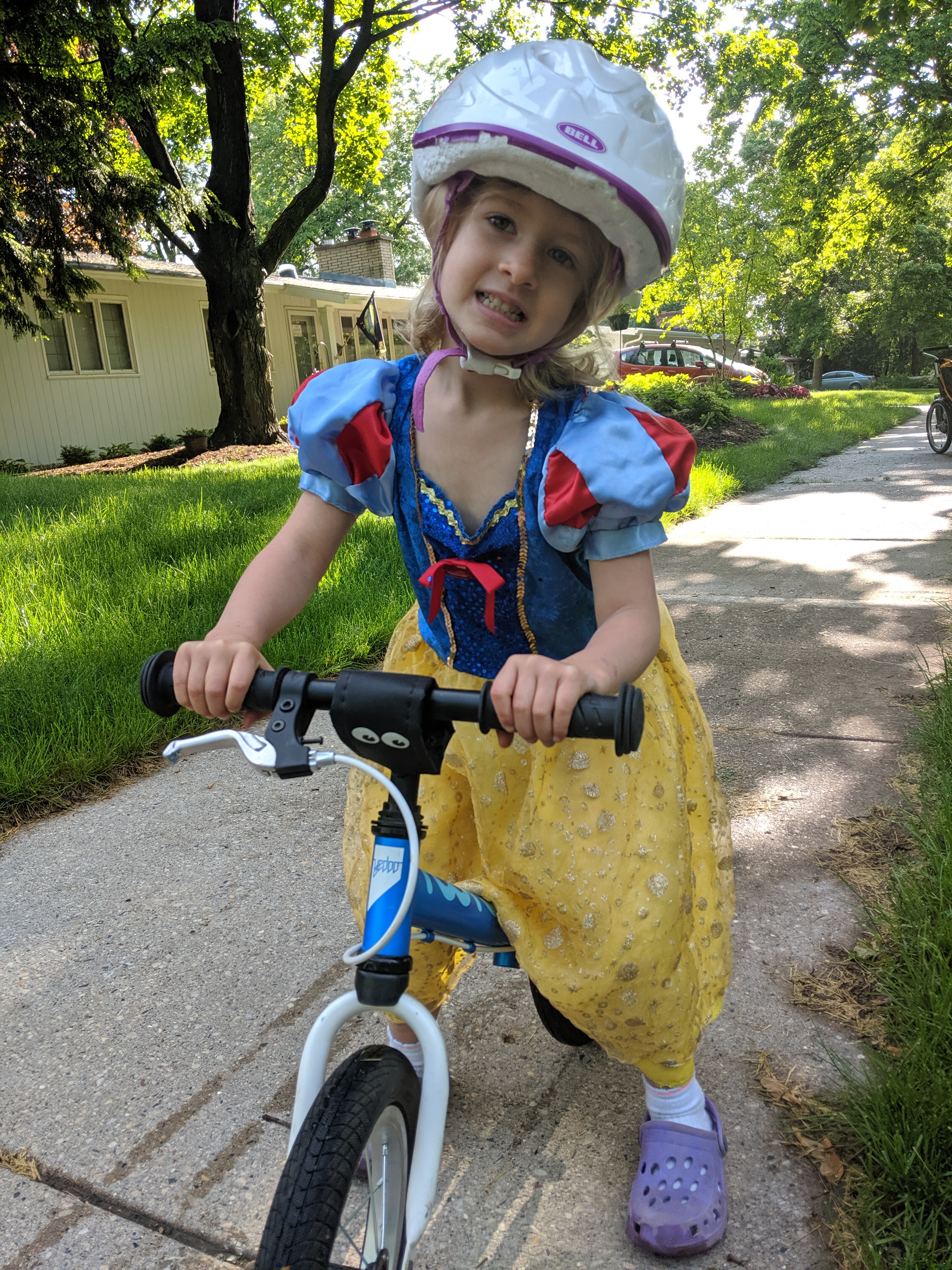 Snow White bikes to work.