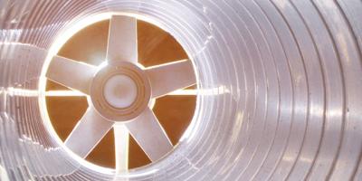 Close-up of an industrial exhaust fan