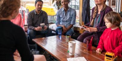 group of people listening to each other