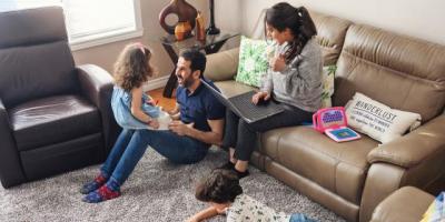 A family enjoying a comfortable home
