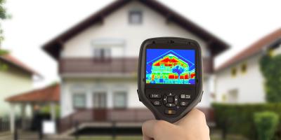 thermal camera pointed at a house