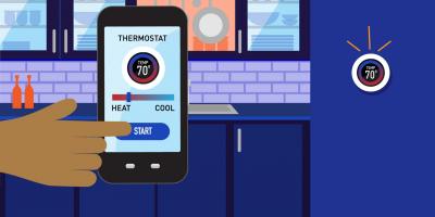 smart phone controlling a thermostat