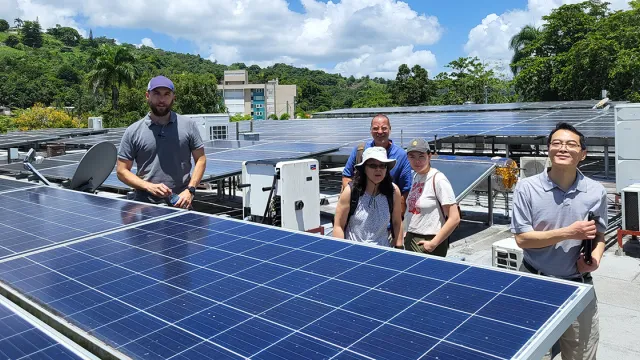 Staff working on a microgrid in Puerto Rico